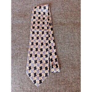 Tie 70s 80s 90s Y2K Mens Boston Trader Silk Gray Black Beige Gold 4 Wide 57 Long